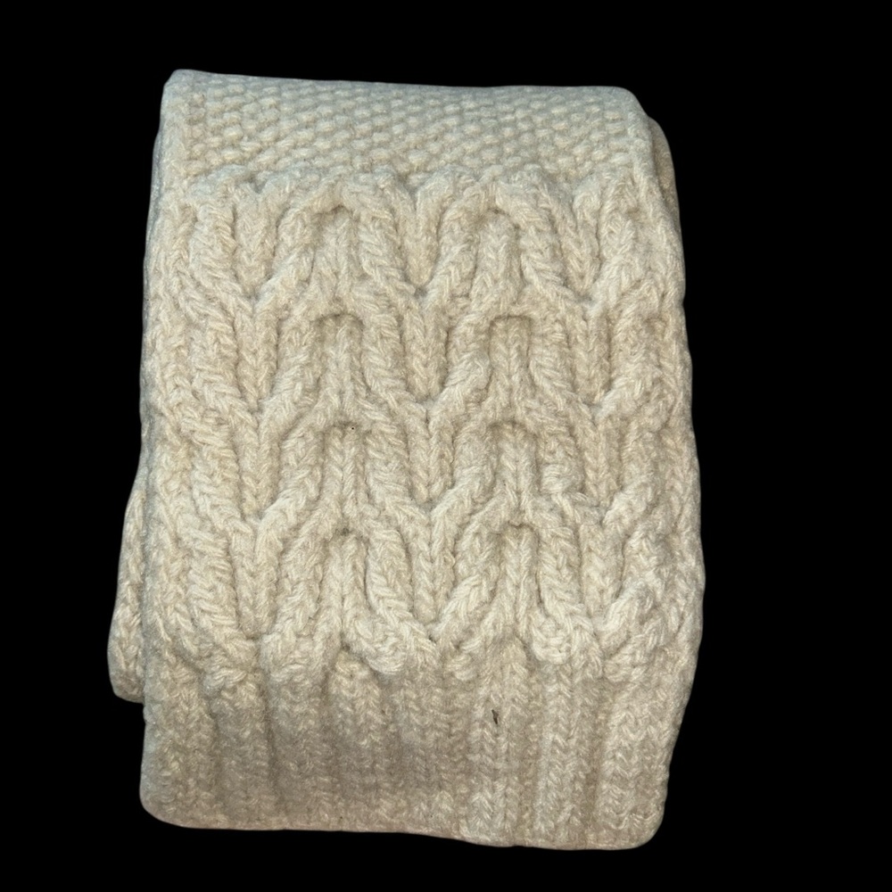 Vintage 2001 Gap Wool & Mohair Ivory Cable Knit Bubble Knit Scarf OSFA OG Preppy